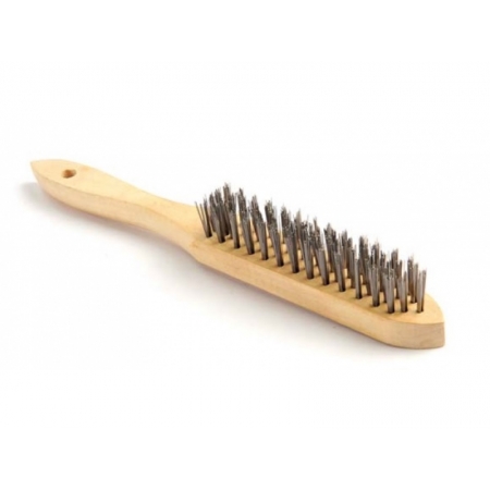 Wood brush with stainless steel bristles